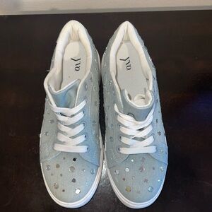 Blue and Silver Sneakers Casual Comfort
